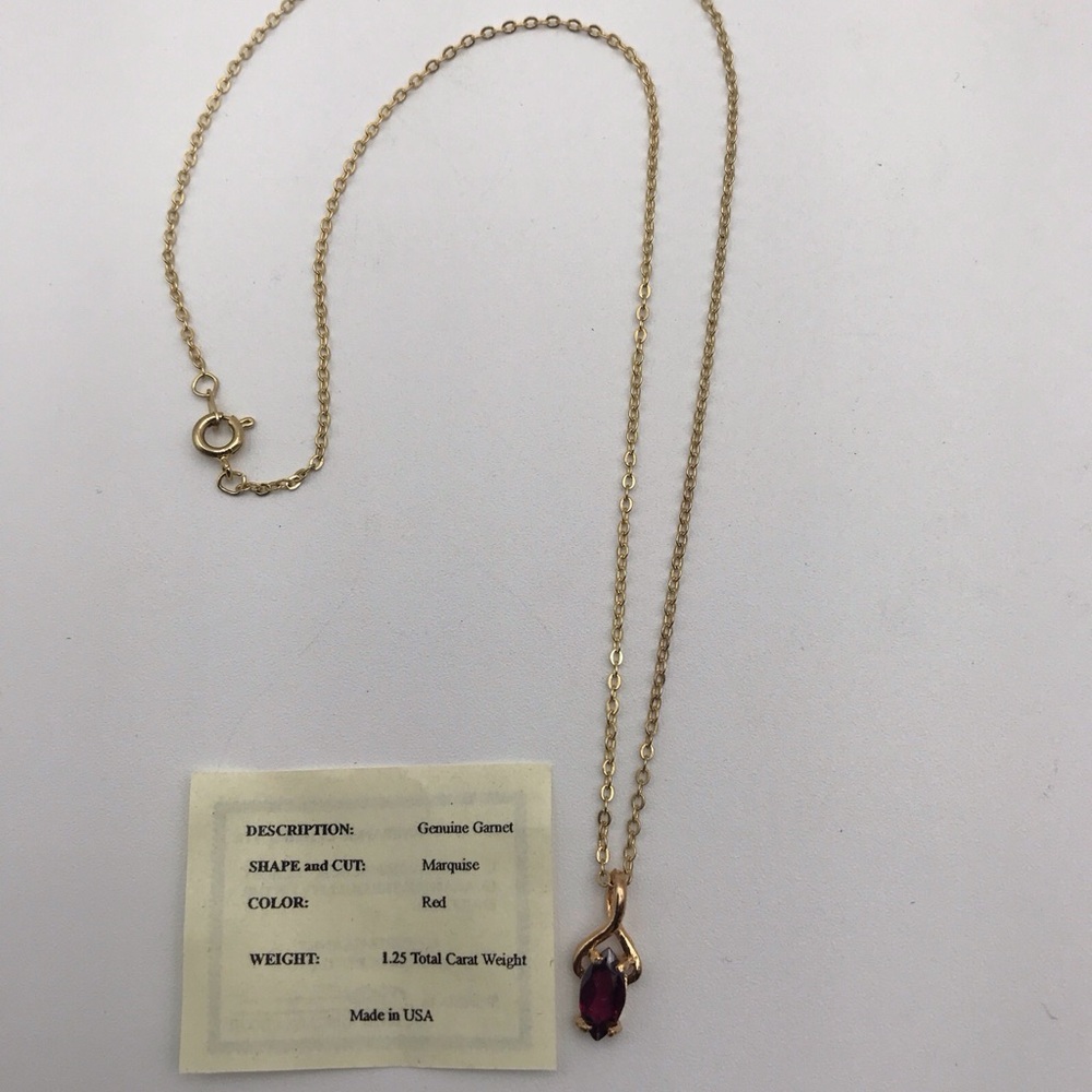 Vintage R. Dale Kincaid Garnet Marquise Pendant w/ Certificate of Authenticity - Picture 4 of 6